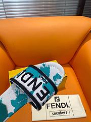 Fortok Fendi Signature Embroidered-logo Slides White & Green - 3