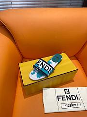 Fortok Fendi Signature Embroidered-logo Slides White & Green - 5