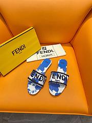 Fortok Fendi Signature Embroidered-logo Slides White & Blue - 1