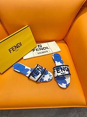 Fortok Fendi Signature Embroidered-logo Slides White & Blue - 6