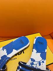 Fortok Fendi Signature Embroidered-logo Slides White & Blue - 5