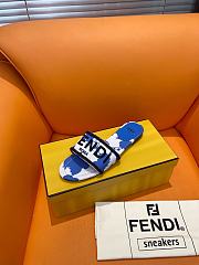 Fortok Fendi Signature Embroidered-logo Slides White & Blue - 3