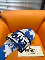 Fortok Fendi Signature Embroidered-logo Slides White & Blue - 2