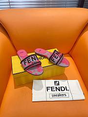 Fortok Fendi Signature Embroidered-logo Slides Pink - 5