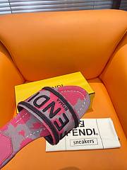 Fortok Fendi Signature Embroidered-logo Slides Pink - 3