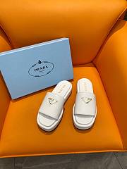 Fortok Prada Square Toe Thick-soled Slippers White - 1