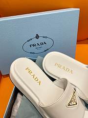 Fortok Prada Square Toe Thick-soled Slippers White - 3