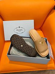 Fortok Prada Square Toe Thick-soled Slippers Beige - 6