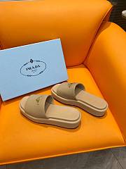 Fortok Prada Square Toe Thick-soled Slippers Beige - 5