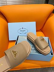Fortok Prada Square Toe Thick-soled Slippers Beige - 4