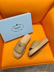 Fortok Prada Square Toe Thick-soled Slippers Beige - 2