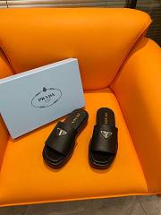 Fortok Prada Square Toe Thick-soled Slippers Black - 1