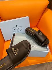 Fortok Prada Square Toe Thick-soled Slippers Black - 5