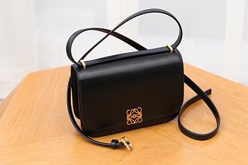 Fortok Loewe Goya Shoulder Crossbody Bag Black Calfskin Leather 19x13.5x6cm