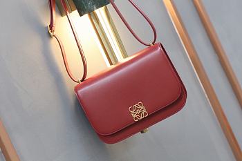 Fortok Loewe Goya Shoulder Crossbody Bag Burgundy Calfskin Leather 19x13.5x6cm