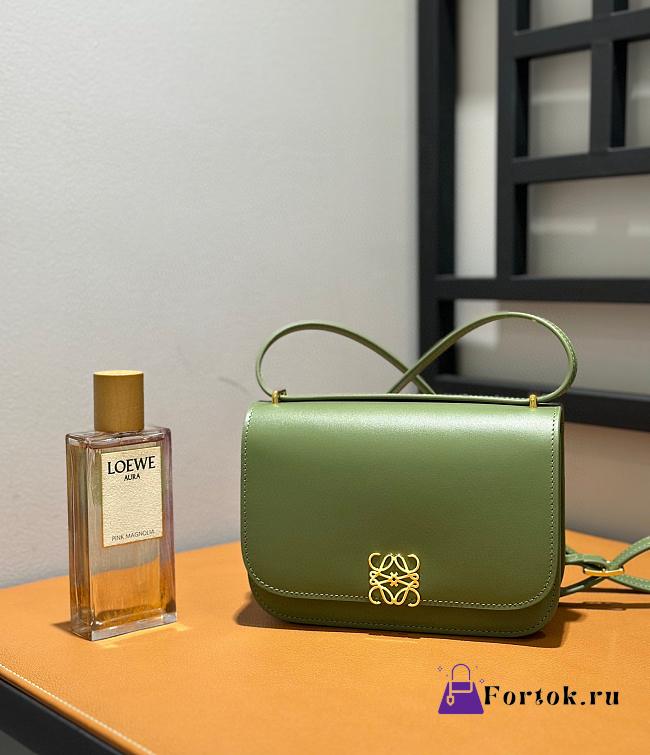 Fortok Loewe Goya Shoulder Crossbody Bag Green Calfskin Leather 19x13.5x6cm - 1