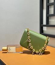 Fortok Loewe Goya Shoulder Crossbody Bag Green Calfskin Leather 19x13.5x6cm - 4