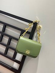 Fortok Loewe Goya Shoulder Crossbody Bag Green Calfskin Leather 19x13.5x6cm - 3
