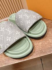 Fortok Louis Vuitton Pool Pillow Flat Comfort Mules Green & Grey - 6