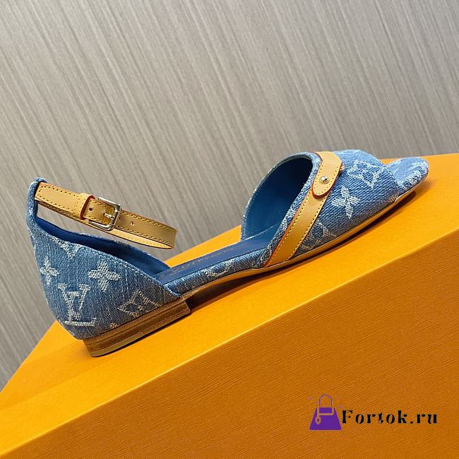 Fortok Louis Vuitton Remix Helios Flat Sandal Blue Denim - 1