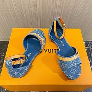 Fortok Louis Vuitton Remix Helios Flat Sandal Blue Denim - 2