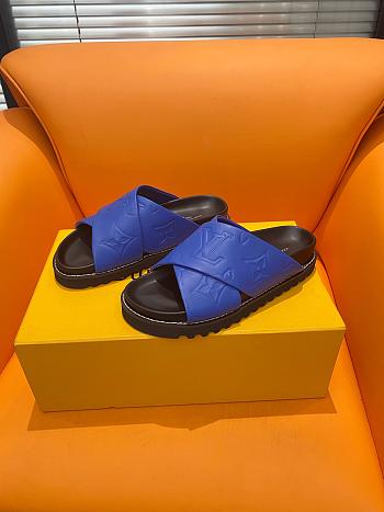 Fortok Louis Vuitton Cross-strap beach Slippers Dark Blue