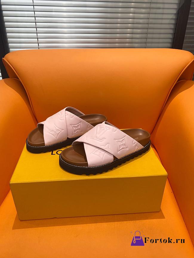 Fortok Louis Vuitton Cross-strap beach Slippers Pink - 1