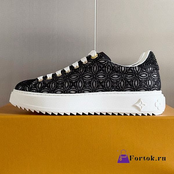 Fortok Louis Vuitton Monogram Embossed Time Out Trainers Black  - 1