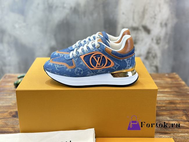 Fortok Louis Vuitton Neo Run Away Sneakers Blue Denim - 1