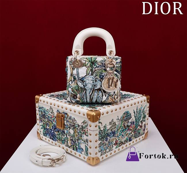 Fortok Dior Lady Elephant Embroidered Bead Bag 12x10.2x5cm - 1