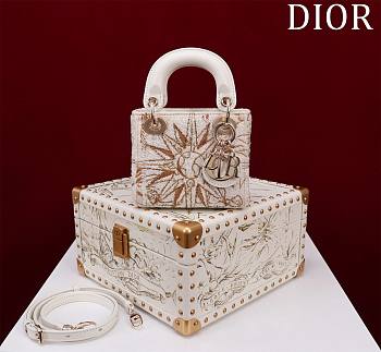 Fortok Dior Lady The Sun Embroidered Bead Bag Beige 12x10.2x5cm