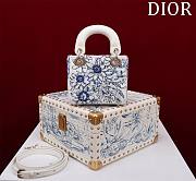 Fortok Dior Lady The Sun Embroidered Bead Bag Blue 12x10.2x5cm - 4
