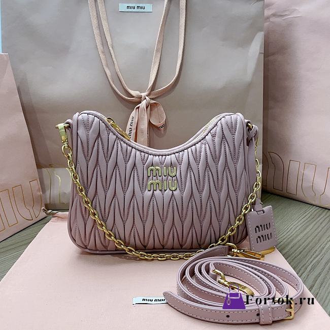 Fortok MiuMiu Matelasse Shoulder Bag Light Pink 5BH211 16.5x21x5.5cm - 1