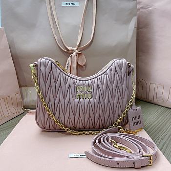 Fortok MiuMiu Matelasse Shoulder Bag Light Pink 5BH211 16.5x21x5.5cm