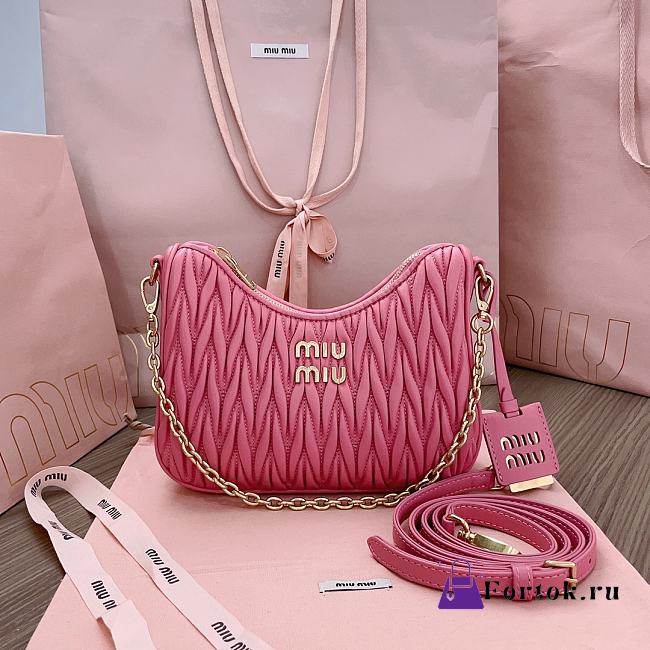 Fortok MiuMiu Matelasse Shoulder Bag Pink 5BH211 16.5x21x5.5cm - 1