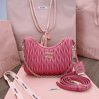 Fortok MiuMiu Matelasse Shoulder Bag Pink 5BH211 16.5x21x5.5cm