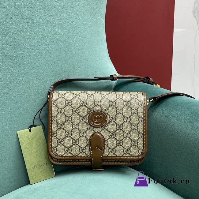 Fortok Gucci Shoulder Bag Shoulder Bag With Interlocking G Brown 671620 20x17x8cm - 1