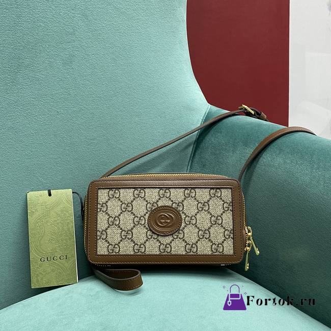 Fortok Gucci Mini Bag With Interlocking G Brown 671674 17.5x7x10cm - 1