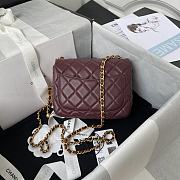 Fortok Chanel Mini Flap Bag With Pearl Burgundy 17cm - 6