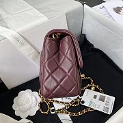 Fortok Chanel Mini Flap Bag With Pearl Burgundy 17cm - 5