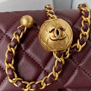 Fortok Chanel Mini Flap Bag With Pearl Burgundy 17cm - 4