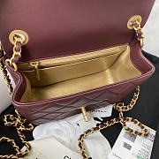 Fortok Chanel Mini Flap Bag With Pearl Burgundy 17cm - 3