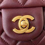 Fortok Chanel Mini Flap Bag With Pearl Burgundy 17cm - 2