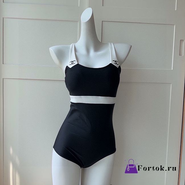 Fortok Chanel One-piece Swimsuit Black - 1