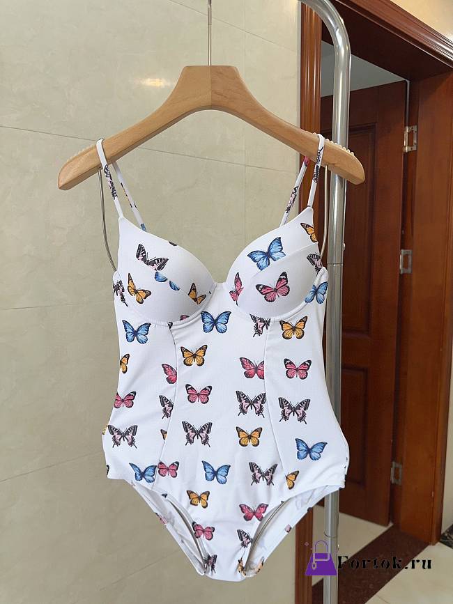 Fortok Versace Butterfly Pattern Swimsuit White - 1