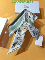 Fortok Dior Mitzah Butterfly Silk Scarf Green 6x105cm - 6