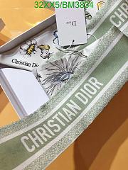 Fortok Dior Mitzah Butterfly Silk Scarf Green 6x105cm - 5