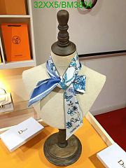 Fortok Dior Mitzah Butterfly Silk Scarf Blue 6x105cm - 1