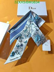 Fortok Dior Mitzah Butterfly Silk Scarf Blue 6x105cm - 5