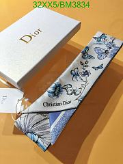 Fortok Dior Mitzah Butterfly Silk Scarf Blue 6x105cm - 4